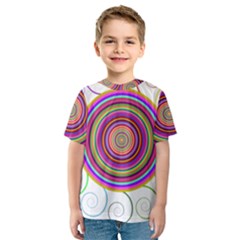 Abstract Spiral Circle Rainbow Color Kids  Sport Mesh Tee