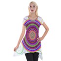 Abstract Spiral Circle Rainbow Color Short Sleeve Side Drop Tunic View1