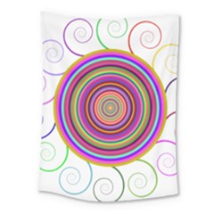 Abstract Spiral Circle Rainbow Color Medium Tapestry