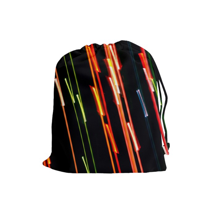 Colorful Diagonal Lights Lines Drawstring Pouches (Large) 