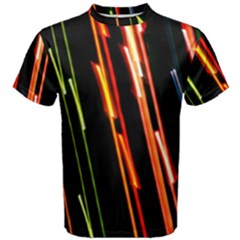 Colorful Diagonal Lights Lines Men s Cotton Tee