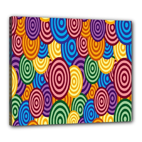 Circles Color Yellow Purple Blu Pink Orange Illusion Canvas 24  X 20 