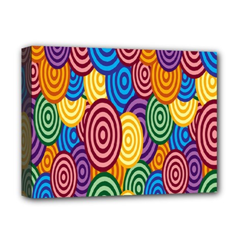 Circles Color Yellow Purple Blu Pink Orange Illusion Deluxe Canvas 16  X 12   by Alisyart