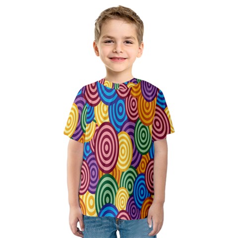 Circles Color Yellow Purple Blu Pink Orange Illusion Kids  Sport Mesh Tee by Alisyart