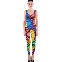 Circles Color Yellow Purple Blu Pink Orange Illusion Onepiece Catsuit by Alisyart