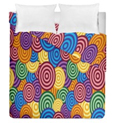 Circles Color Yellow Purple Blu Pink Orange Illusion Duvet Cover Double Side (queen Size) by Alisyart