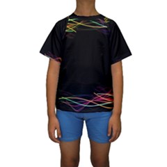 Colorful Light Frame Line Kids  Short Sleeve Swimwear by Alisyart