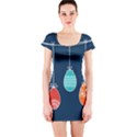 Easter Egg Balloon Pink Blue Red Orange Short Sleeve Bodycon Dress View1