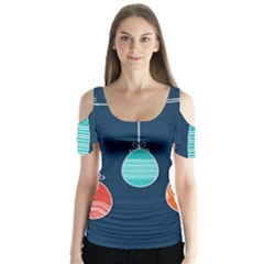 Easter Egg Balloon Pink Blue Red Orange Butterfly Sleeve Cutout Tee 