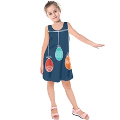 Easter Egg Balloon Pink Blue Red Orange Kids  Sleeveless Dress