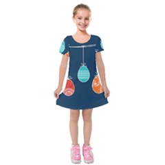 Easter Egg Balloon Pink Blue Red Orange Kids  Short Sleeve Velvet Dress by Alisyart