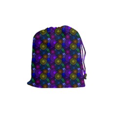 Circles Color Yellow Purple Blu Pink Orange Drawstring Pouches (medium)  by Alisyart