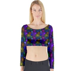 Circles Color Yellow Purple Blu Pink Orange Long Sleeve Crop Top by Alisyart