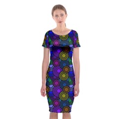 Circles Color Yellow Purple Blu Pink Orange Classic Short Sleeve Midi Dress by Alisyart