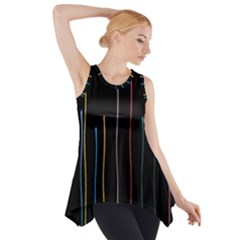 Falling Light Lines Color Pink Blue Yellow Side Drop Tank Tunic