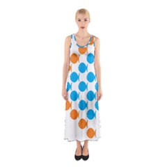 Fish Arrow Orange Blue Sleeveless Maxi Dress