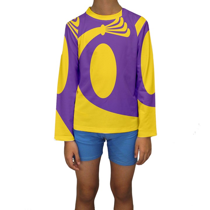 Flag Purple Yellow Circle Kids  Long Sleeve Swimwear