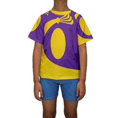 Flag Purple Yellow Circle Kids  Short Sleeve Swimwear