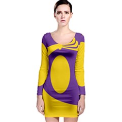 Flag Purple Yellow Circle Long Sleeve Bodycon Dress