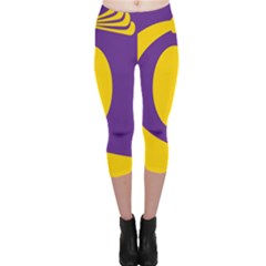 Flag Purple Yellow Circle Capri Leggings 