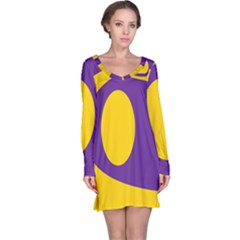 Flag Purple Yellow Circle Long Sleeve Nightdress