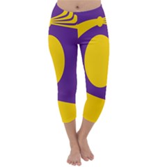 Flag Purple Yellow Circle Capri Winter Leggings 