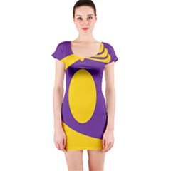 Flag Purple Yellow Circle Short Sleeve Bodycon Dress