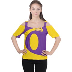 Flag Purple Yellow Circle Women s Cutout Shoulder Tee