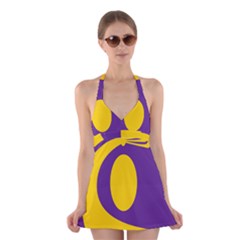 Flag Purple Yellow Circle Halter Swimsuit Dress