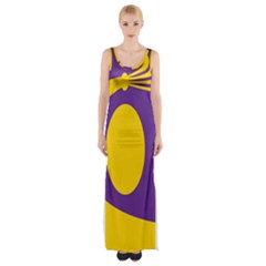 Flag Purple Yellow Circle Maxi Thigh Split Dress