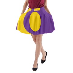 Flag Purple Yellow Circle A-Line Pocket Skirt