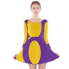 Flag Purple Yellow Circle Long Sleeve Velvet Skater Dress