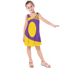 Flag Purple Yellow Circle Kids  Sleeveless Dress