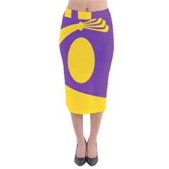 Flag Purple Yellow Circle Velvet Midi Pencil Skirt