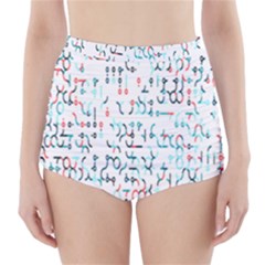 Connect Dots Color Rainbow Blue Red Circle Line High-waisted Bikini Bottoms