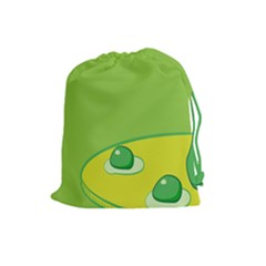 Food Egg Minimalist Yellow Green Drawstring Pouches (large)  by Alisyart