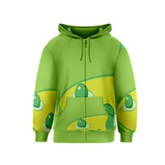 Food Egg Minimalist Yellow Green Kids  Zipper Hoodie by Alisyart