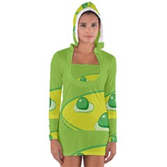 Food Egg Minimalist Yellow Green Women s Long Sleeve Hooded T-shirt