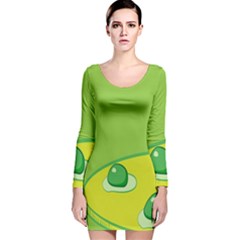 Food Egg Minimalist Yellow Green Long Sleeve Velvet Bodycon Dress by Alisyart