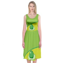 Food Egg Minimalist Yellow Green Midi Sleeveless Dress