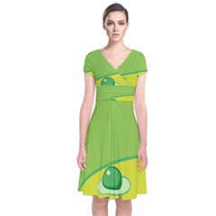 Food Egg Minimalist Yellow Green Short Sleeve Front Wrap Dress by Alisyart