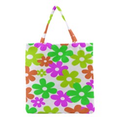 Flowers Floral Sunflower Rainbow Color Pink Orange Green Yellow Grocery Tote Bag by Alisyart