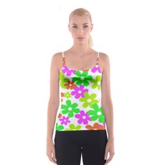 Flowers Floral Sunflower Rainbow Color Pink Orange Green Yellow Spaghetti Strap Top