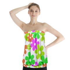 Flowers Floral Sunflower Rainbow Color Pink Orange Green Yellow Strapless Top