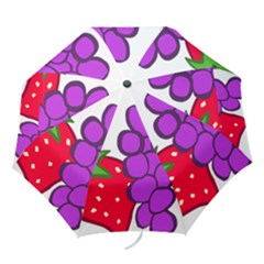 Fruit Grapes Strawberries Red Green Purple Folding Umbrellas