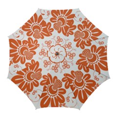 Floral Rose Orange Flower Golf Umbrellas by Alisyart