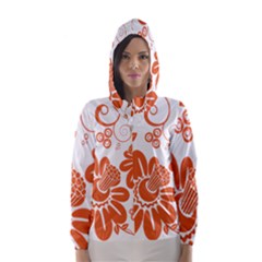 Floral Rose Orange Flower Hooded Wind Breaker (women) by Alisyart