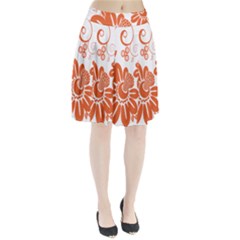 Floral Rose Orange Flower Pleated Skirt