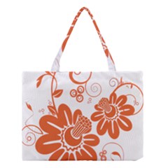 Floral Rose Orange Flower Medium Tote Bag