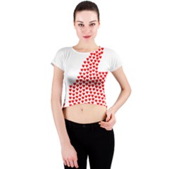 Heart Love Valentines Day Red Sign Crew Neck Crop Top by Alisyart